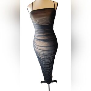 Privy Black Strapless Ruched Dress